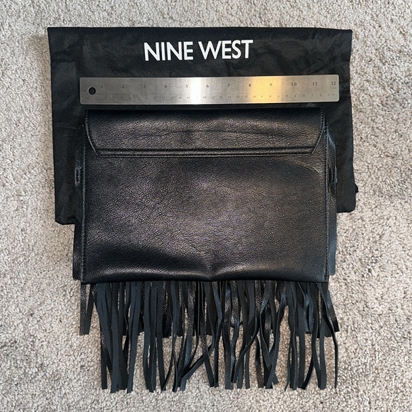 Nine West Black man made tassel clutch purse - Picture 2 of 4